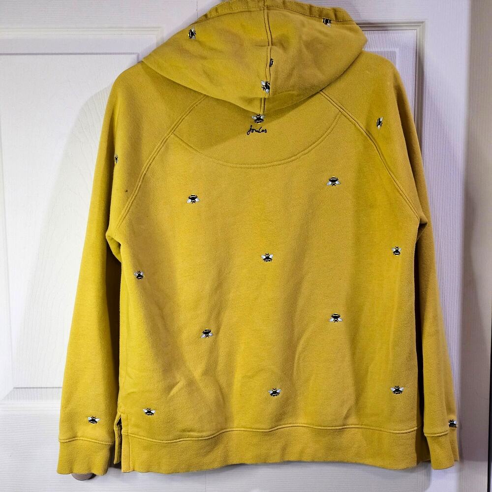 Joules Hoodie Womens Sz 6 Yellow Bee Embroidery Cottagecore Kawaii Raglan Fit - Picture 2 of 10